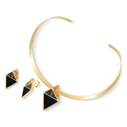 Conjunto Brilhato Pedras Naturais Brasileiras — Folheado a Ouro