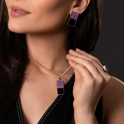 Conjunto Brilhato Pedras Naturais Brasileiras — Folheado a Ouro
